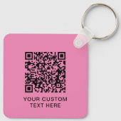 Eenvoudige Logo Tekst QR Roze Sleutelhanger (Achterkant)