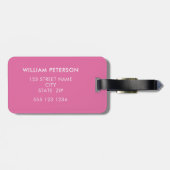 Eenvoudige Logo Tekst Roze Bagagelabel (Achterkant horizontaal)