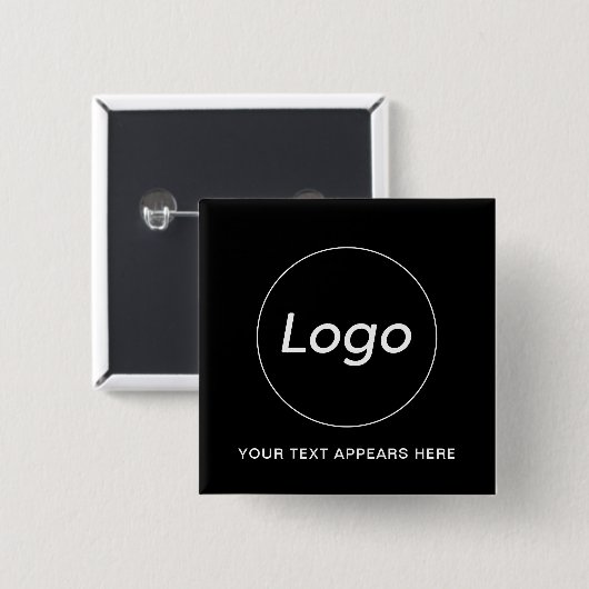 Eenvoudige Logo-tekst Vierkante Button 5,1 Cm (Voorkant /achterkant)