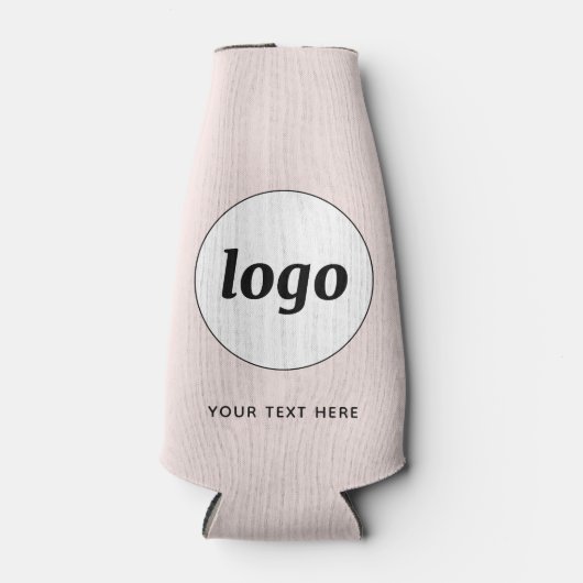 Eenvoudige Logo Tekst Zakelijk Promotie Blush Roze Flesjeskoeler (Voorkant)