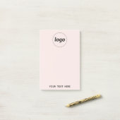Eenvoudige Logo Tekst Zakelijk Promotie Blush Roze Post-it® Notes (Op bureau)