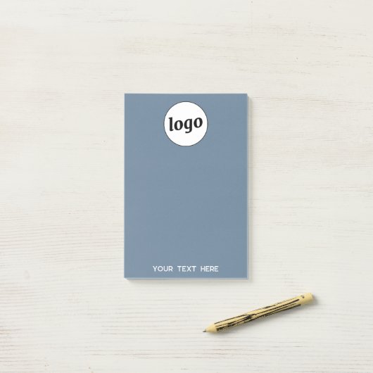 Eenvoudige Logo Tekst Zakelijk Promotie Dusty Blue Post-it® Notes (Op bureau)