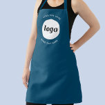 Eenvoudige Logo tekst Zakelijke promotie Blauwgroe Schort<br><div class="desc">Voeg je eigen logo en tekstkeuze toe aan dit ontwerp. Verwijder de bovenste of onderste tekst als u dat wilt. Minimalistisch en professioneel. Geweldig voor uniforme branding van werknemers,  of als een promotioneel product voor uw klanten en klanten.</div>
