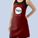 Eenvoudige Logo tekst Zakelijke promotie Bourgogne Schort<br><div class="desc">Voeg je eigen logo en tekstkeuze toe aan dit ontwerp. Verwijder de bovenste of onderste tekst als u dat wilt. Minimalistisch en professioneel. Geweldig voor uniforme branding van werknemers,  of als een promotioneel product voor uw klanten en klanten.</div>