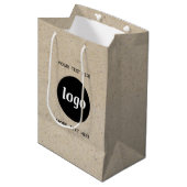 Eenvoudige Logo Text Business Branding Bruin papie Medium Cadeauzakje (Voorkant Gekanteld)