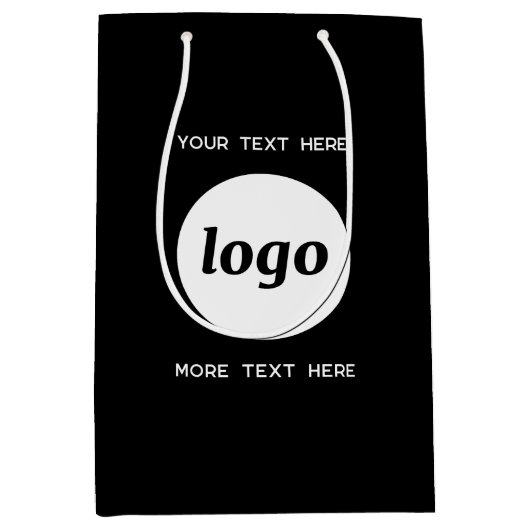 Eenvoudige Logo Text Business Branding Zwart Medium Cadeauzakje (Voorkant)