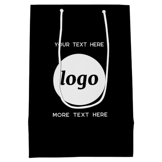 Eenvoudige Logo Text Business Branding Zwart Medium Cadeauzakje (Achterkant)