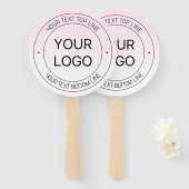 Eenvoudige Logo vervanging & bewerkbare tekst roze Handwaaier (Voorkant en achterkant)