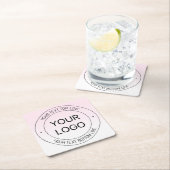 Eenvoudige Logo vervanging & bewerkbare tekst roze Kartonnen Onderzetters (Insitu)