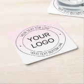 Eenvoudige Logo vervanging & bewerkbare tekst roze Kartonnen Onderzetters (Schuin)