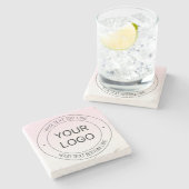 Eenvoudige Logo vervanging & bewerkbare tekst roze Stenen Onderzetter (Zijkant)