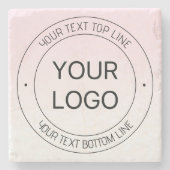 Eenvoudige Logo vervanging & bewerkbare tekst roze Stenen Onderzetter (Voorkant)