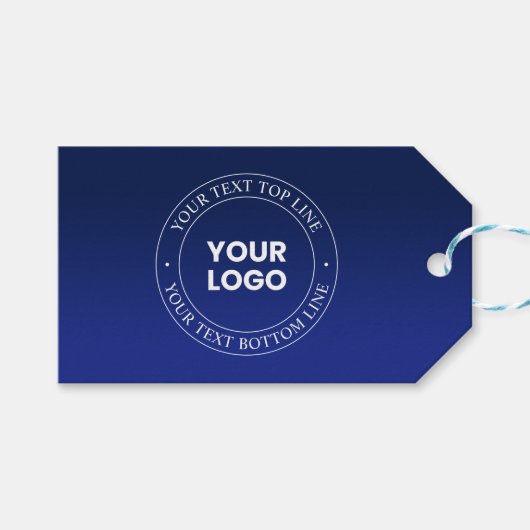 Eenvoudige Logo vervanging & tekst | Donkerblauw v Cadeaulabel (Voorkant (Horizontaal))