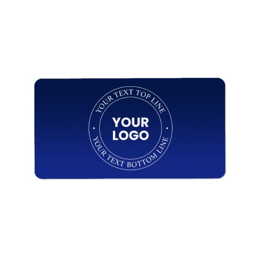 Eenvoudige Logo vervanging & tekst | Donkerblauw v Etiket (Voorkant)