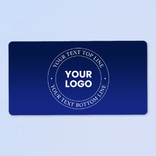 Eenvoudige Logo vervanging & tekst Donkerblauw v Etiket