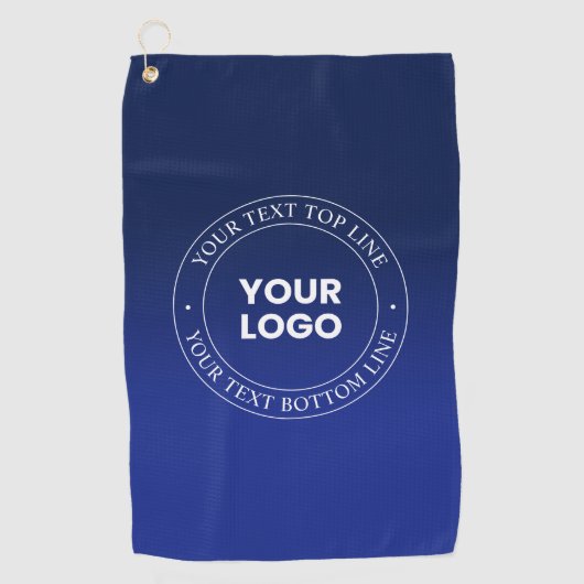 Eenvoudige Logo vervanging & tekst | Donkerblauw v Golfhanddoek (Voorkant)