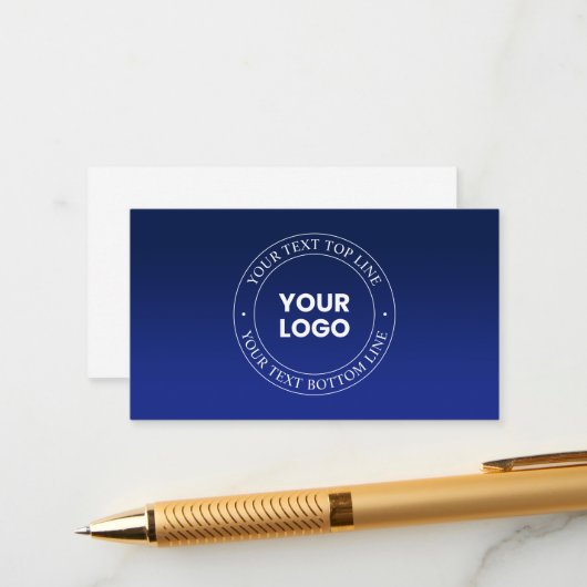 Eenvoudige Logo vervanging & tekst | Donkerblauw v Informatiekaartje (Voorkant / Achterkant in situ)