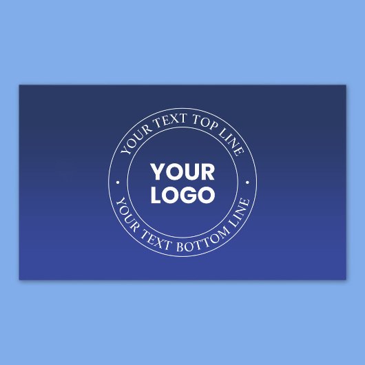 Eenvoudige Logo vervanging & tekst | Donkerblauw v Rechthoekige Sticker