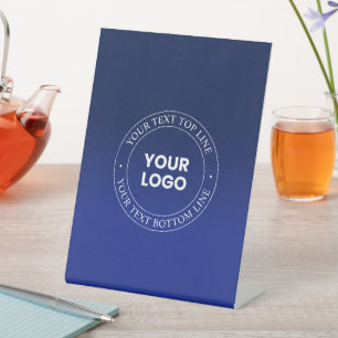 Eenvoudige Logo vervanging & tekst Donkerblauw v Reclamebord Met Voetstuk