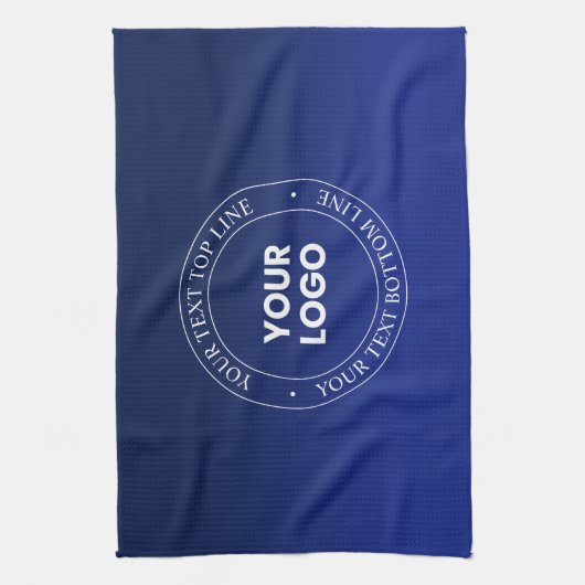 Eenvoudige Logo vervanging & tekst | Donkerblauw v Theedoek (Verticaal)