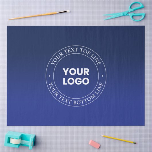 Eenvoudige Logo vervanging & tekst | Donkerblauw v Tissuepapier (Craft)