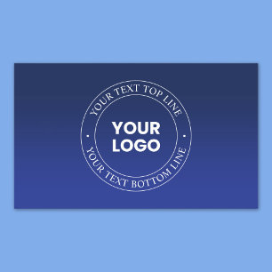 Eenvoudige logo-vervanging & tekst Donkerblauwe Rechthoekige Sticker