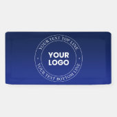Eenvoudige logo-vervanging & tekst | Donkerblauwe  Spandoek (Horizontaal)