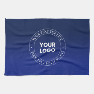 Eenvoudige logo-vervanging & tekst Donkerblauwe Theedoek