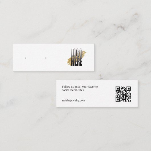 Eenvoudige Logo White Earning Display met QR-code Mini Visitekaartje (Voorkant / Achterkant)