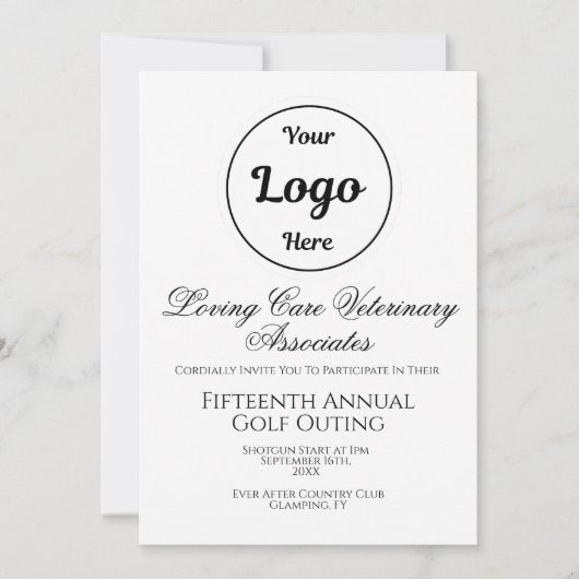 Eenvoudige Logo Zakelijke Golfuitnodiging Script (Voorkant)