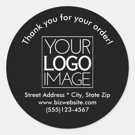Eenvoudige Logo zwart wit business dank u Ronde Sticker (Voorkant)