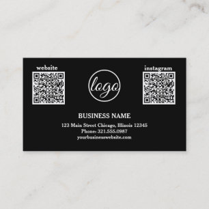 Eenvoudige Logo zwart-witmatige QR-code Visitekaartje