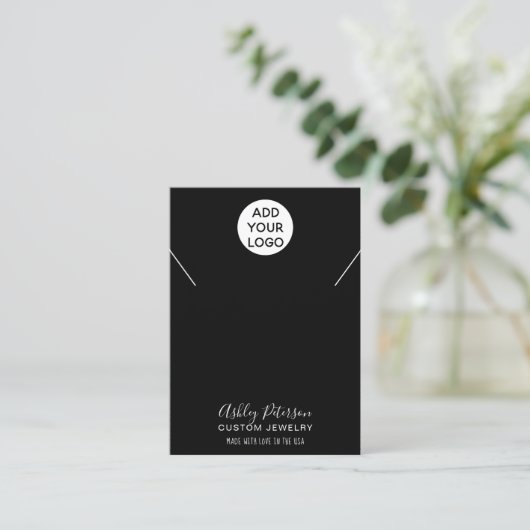 Eenvoudige logo zwart witte sieraden ketting displ visitekaartje (Staand voorkant)
