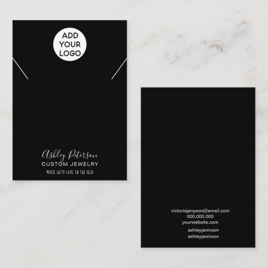 Eenvoudige logo zwart witte sieraden ketting displ visitekaartje (Voorkant / Achterkant)