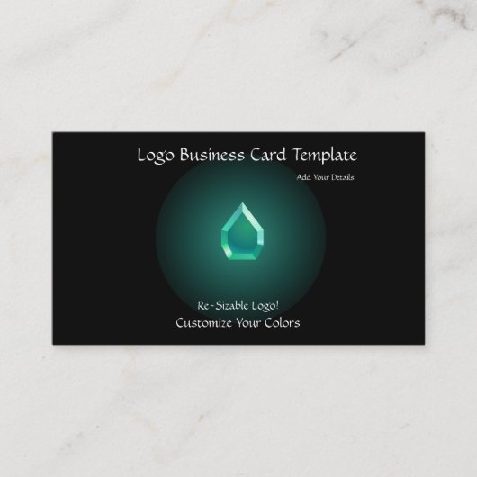 Eenvoudige logo's - Blauwgroen glazen handdoeken Visitekaartje (Voorkant)