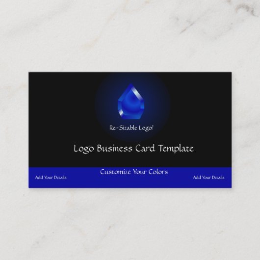 Eenvoudige logo's - Jewel Blue Sapphire Logo Visitekaartje (Voorkant)