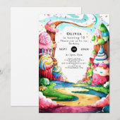 Eenvoudige Lollipop Candyland Verjaardag Kaart (Voorkant / Achterkant)