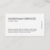 Eenvoudige loodgieter & elektricien visitekaartje (Achterkant)