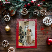 Eenvoudige loof krans 1 foto kerst feestdagenkaart