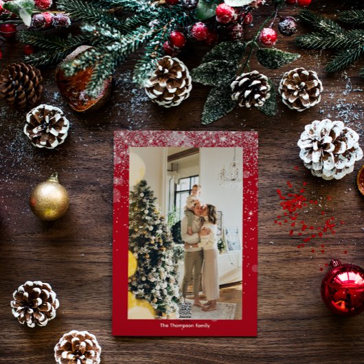 Eenvoudige loof krans 1 foto kerst feestdagenkaart