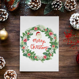 Eenvoudige loof krans 1 foto kerst feestdagenkaart