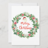 Eenvoudige loof krans 1 foto kerst feestdagenkaart (Voorkant)