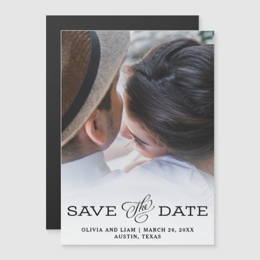 Eenvoudige  look | Foto's opslaan datum Magnetische Uitnodiging (Voorkant / Achterkant)