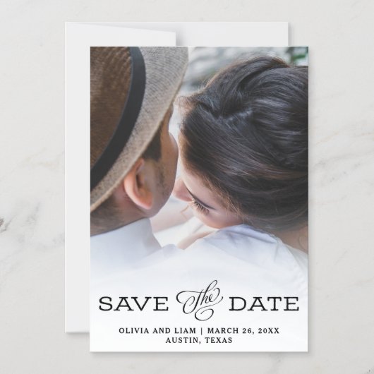 Eenvoudige  look | Foto's opslaan datum Magnetische Uitnodiging (Voorkant)