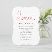 Eenvoudige Loopy Liefde Rode Hart Minimalistische Kaart (Staand voorkant)