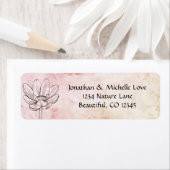Eenvoudige Lotus Flower | Roze Gold Marble Bkg Adr Etiket (Insitu)