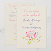 Eenvoudige Lotus Flower/Water Lily Wedding Kaart (Voorkant / Achterkant)
