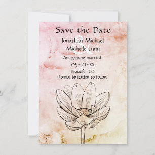 Eenvoudige lotusbloem Roze Goud Marmer Grote Bru Save The Date