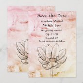 Eenvoudige lotusbloem | Roze Goud Marmer Grote Bru Save The Date (Voorkant / Achterkant)