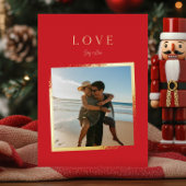 eenvoudige LOVE foto kerst vervagen gouden LIJST Folie Feestdagenkaart